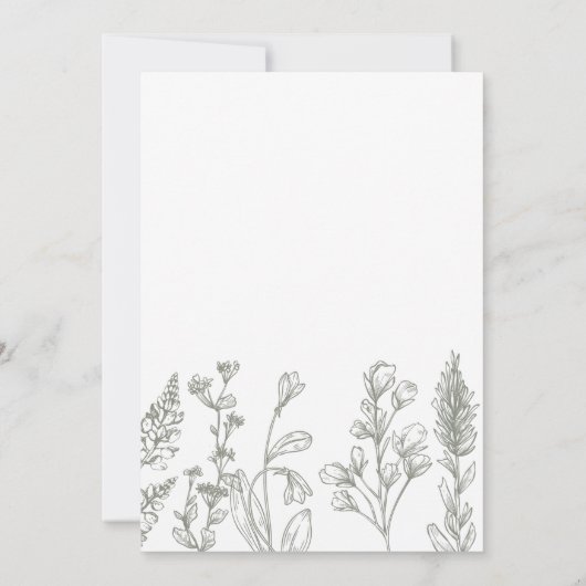 Sage Green Floral Wedding Invitations Kaart (Achterkant)