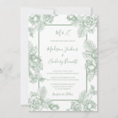 Sage Green Floral Wedding Kaart (Voorkant)