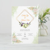 Sage Green Floral Wedding Kaart (Staand voorkant)