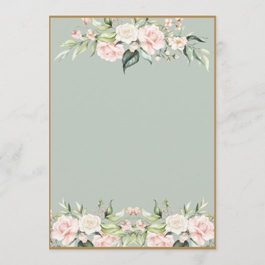 Sage Green Floral Wedding Kaart (Achterkant)