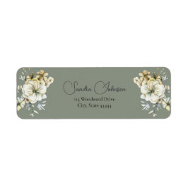 Sage Green Floral Wedding  Label