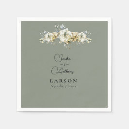 Sage Green Floral Wedding Napkins Servet