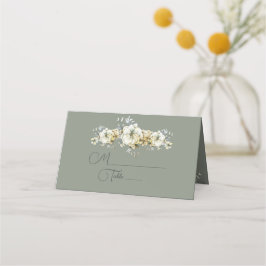 Sage Green Floral Wedding Place Card Plaatskaartje