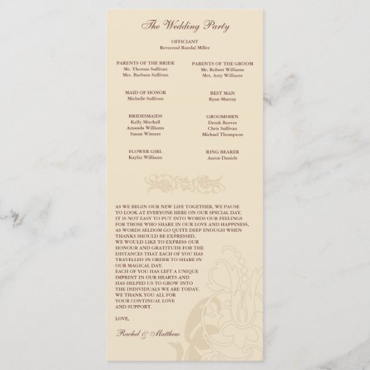 Sage Green Floral Wedding Programme Programmakaart (Achterkant)