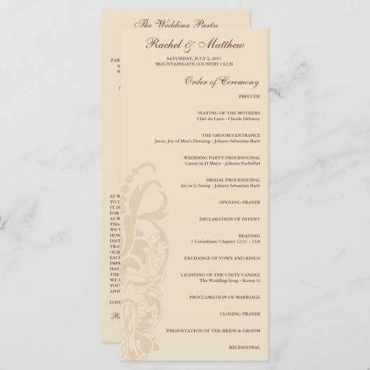 Sage Green Floral Wedding Programme Programmakaart (Voorkant / Achterkant)
