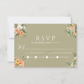 Sage Green Floral Wedding RSVP Kaart (Voorkant)