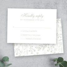 Sage Green Floral Wedding RSVP Kaart