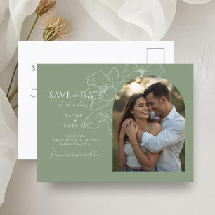 Sage Green   Floral Wedding Save the Date Briefkaa Briefkaart