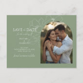 Sage Green | Floral Wedding Save the Date Briefkaa Briefkaart (Voorkant)