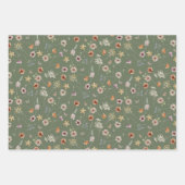 Sage Green Floral wrapping Paper (Voorkant 2)