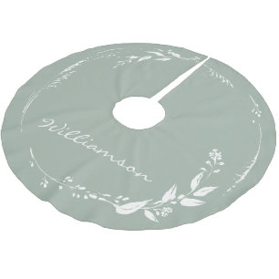 Sage Green Floral Wreath Monogram op persoonlijke Kerstboom Rok