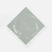 Sage Green Floral Wreath Monogram op persoonlijke  Servet (Hoek)