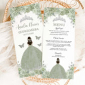 Sage Green Floral Zilver Quinceañera 16 Slank Menu