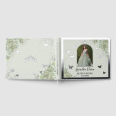 Sage Green Floral Zilver Quinceañera Quince Foto Gastenboek (Volledig)