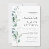 Sage Green Flores huwelijksuitnodiging Kaart (Voorkant)