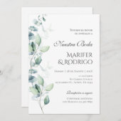 Sage Green Flores huwelijksuitnodiging Kaart (Voorkant / Achterkant)