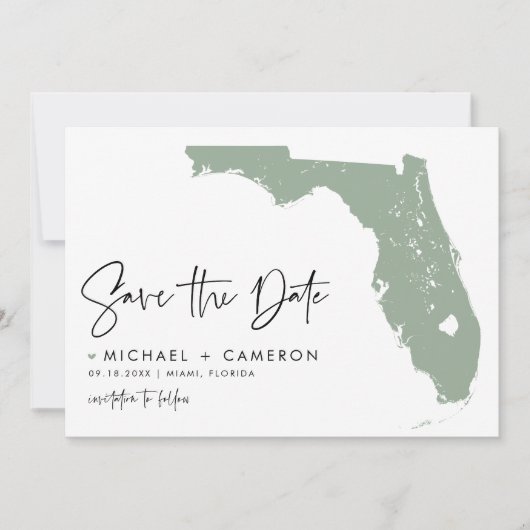 Sage Green Florida Kaart Modern Minimalistisch Scr (Voorkant)