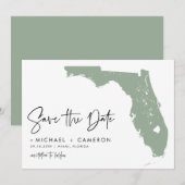 Sage Green Florida Kaart Modern Minimalistisch Scr (Voorkant / Achterkant)