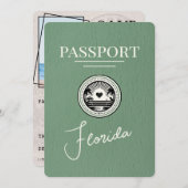 Sage Green Florida Passport Bewaar de datum Save The Date (Voorkant / Achterkant)
