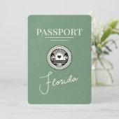 Sage Green Florida Passport Bewaar de datum Save The Date (Staand voorkant)