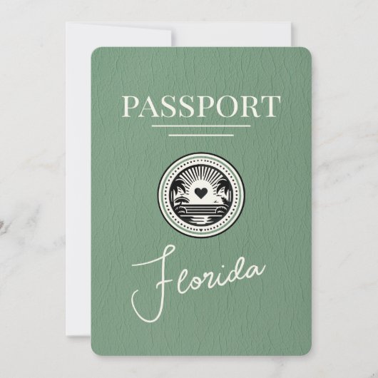 Sage Green Florida Passport Bewaar de datum Save The Date (Voorkant)