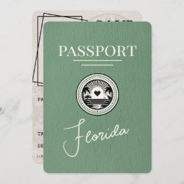 Sage Green Florida Passport Bewaar de datum Save The Date