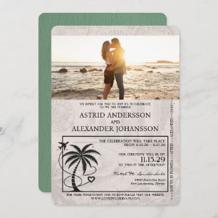 Sage Green Florida Passport Wedding Kaart