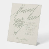 Sage Green Flower Bouquet Bar Wedding Reclamebord Met Voetstuk (Voorkant)