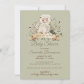 Sage Green Flower Cute Sheep Lamp Kaart (Voorkant)