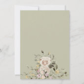 Sage Green Flower Cute Sheep Lamp Kaart (Achterkant)