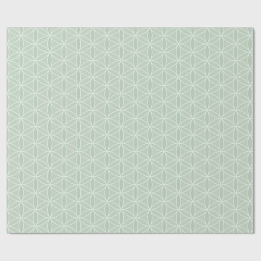 Sage Green Flower of Life Wrapping Paper Cadeaupapier (Vlak)