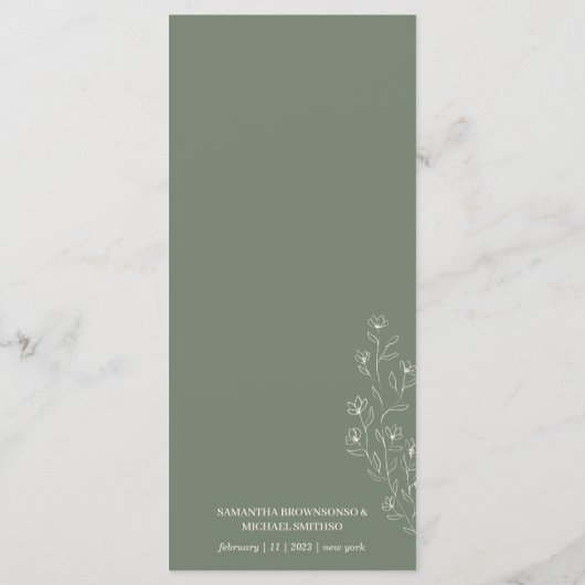 Sage Green Flower Tiny Design Line Menu (Achterkant)