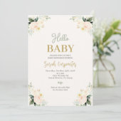 Sage Green Flowers Baby shower Kaart (Staand voorkant)