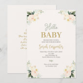 Sage Green Flowers Baby shower Kaart (Voorkant / Achterkant)