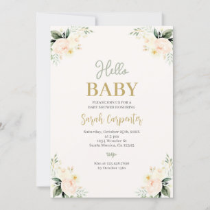 Sage Green Flowers Baby shower Kaart