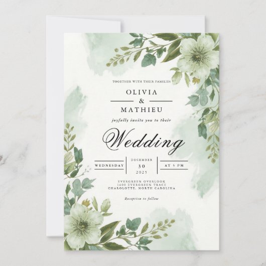 Sage Green Foliage Arch Wedding Kaart (Voorkant)