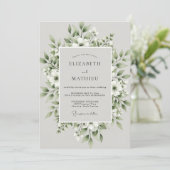 Sage Green Foliage Bloom Wedding Kaart (Staand voorkant)