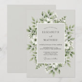 Sage Green Foliage Bloom Wedding Kaart (Voorkant / Achterkant)
