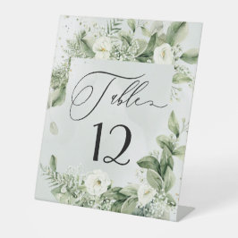 Sage Green Foliage Botanical Wedding Table Number Reclamebord Met Voetstuk