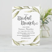 Sage Green Foliage Bridal Brunch Invitation Kaart (Staand voorkant)