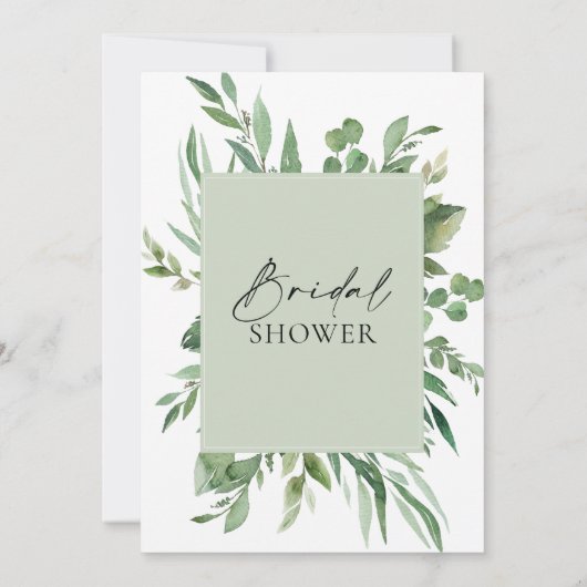 Sage Green Foliage Bridal Shower Kaart (Achterkant)