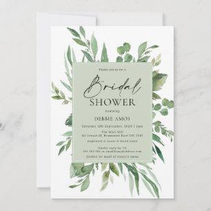 Sage Green Foliage Bridal Shower Kaart
