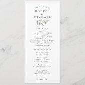 Sage green foliage bruiloft programmakaart (Voorkant)