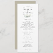 Sage green foliage bruiloft programmakaart (Voorkant / Achterkant)