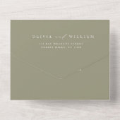 Sage Green Foliage Crest All in One Wedding Invite All In One Uitnodiging (Achterkant)