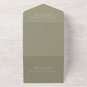 Sage Green Foliage Crest All in One Wedding Invite Uitnodiging (Buitenkant)