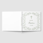 Sage Green Foliage Frame Baptism Gastenboek (Volledig)