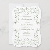 Sage Green Foliage Frame Confirmation Invitation Kaart (Voorkant)