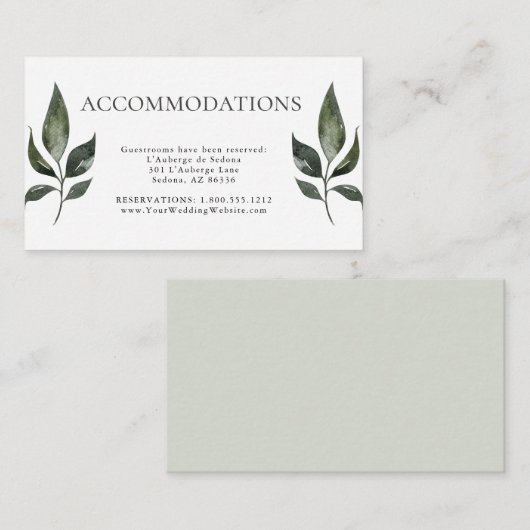 Sage Green Foliage Guest Accommodations Informatiekaartje (Voorkant / Achterkant)
