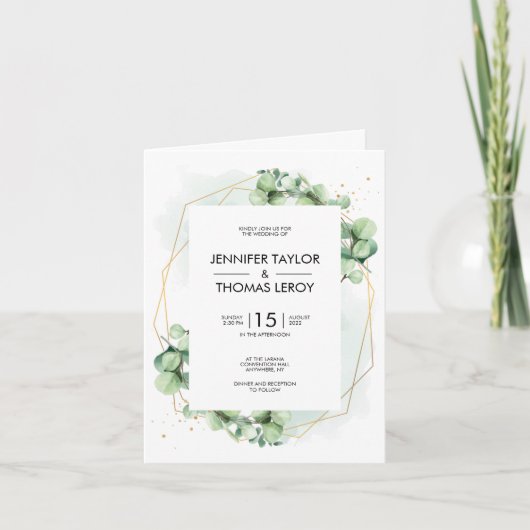 Sage Green Foliage Modern Elegant Rustic Wedding (Voorkant)